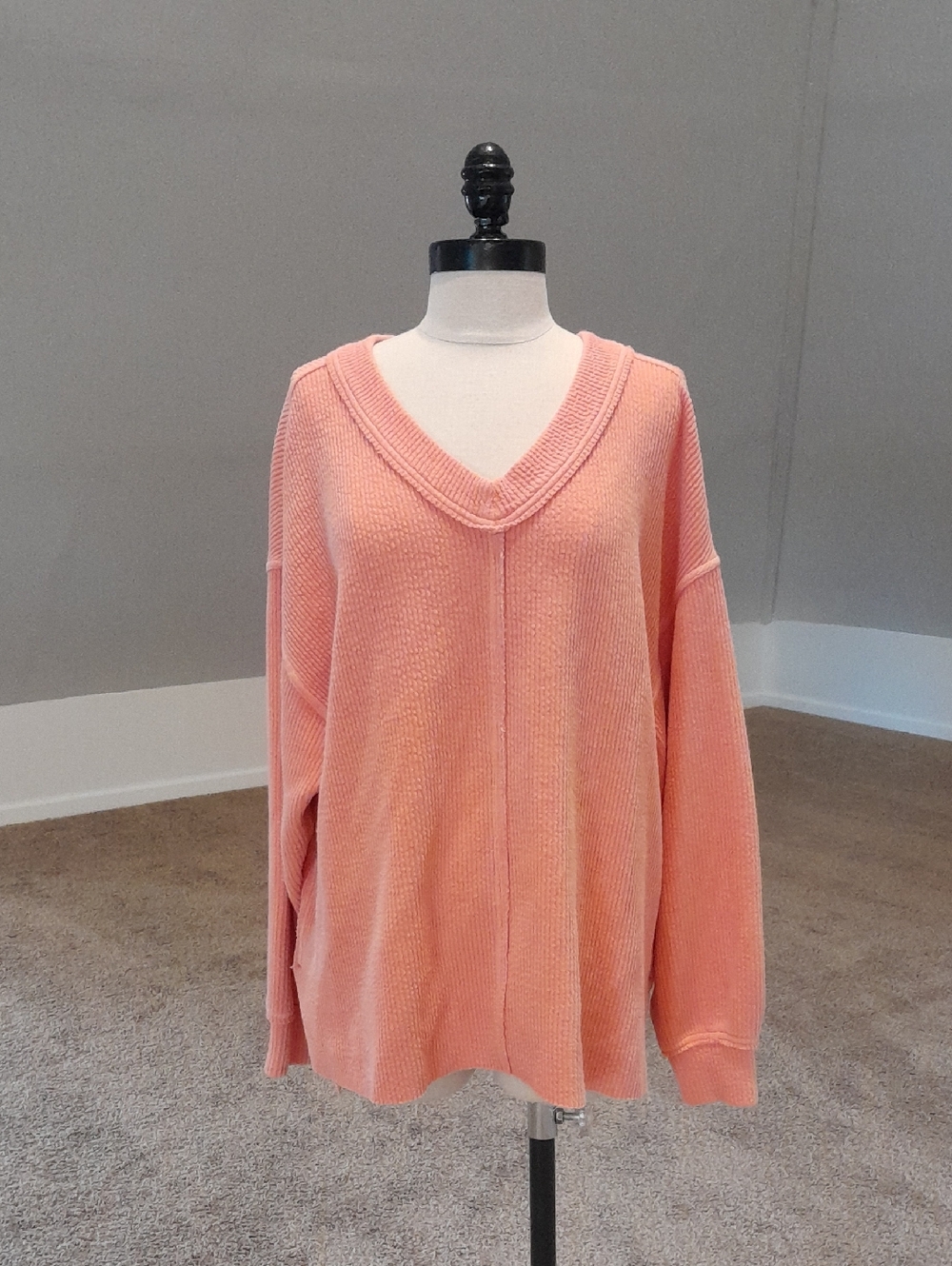 V-Neck Oversized Women's Sweater in Peach